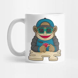 Monkey at Poker with Poker cards & Sunglasses Mug